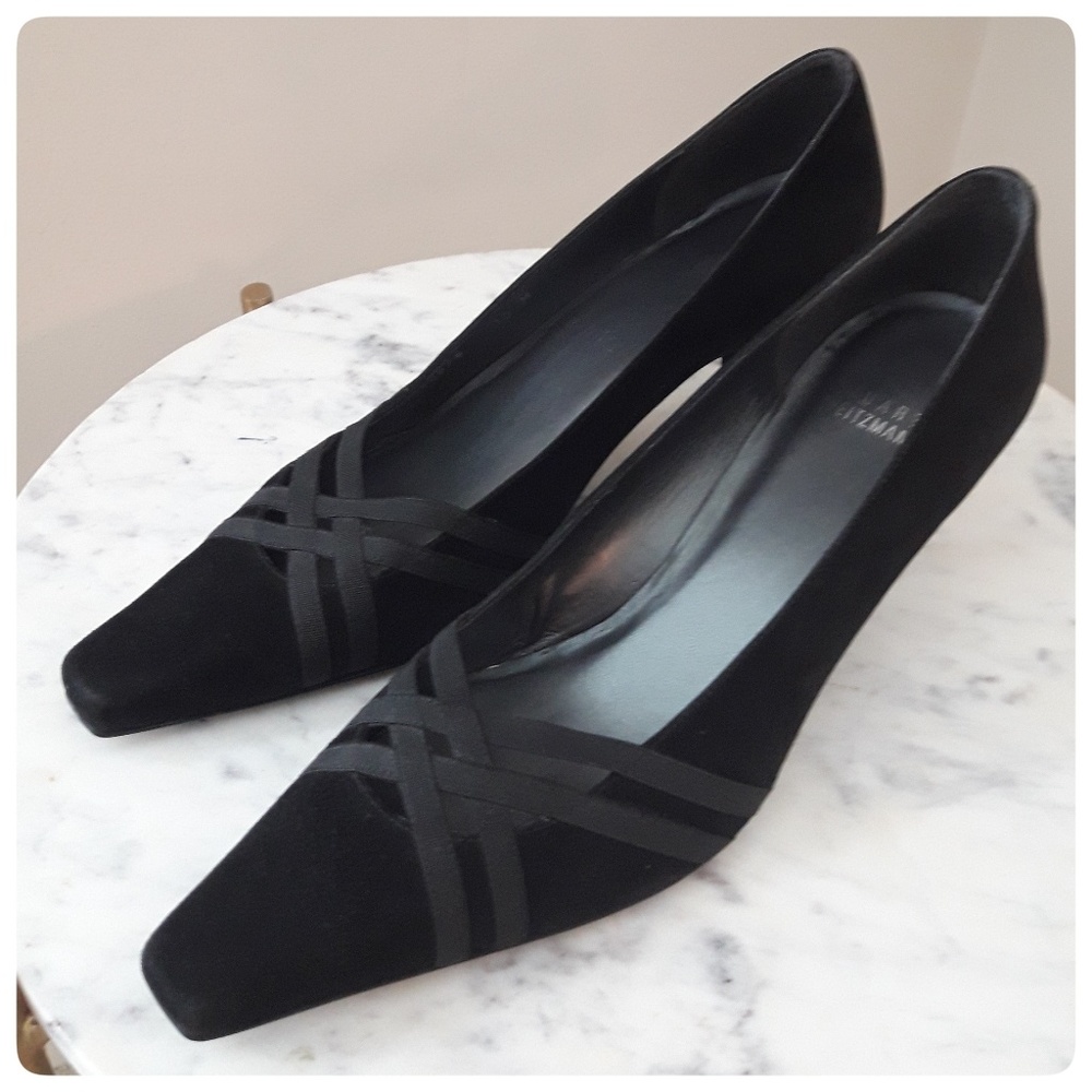 Stuart Weitzman Black Velvet Heels | 10